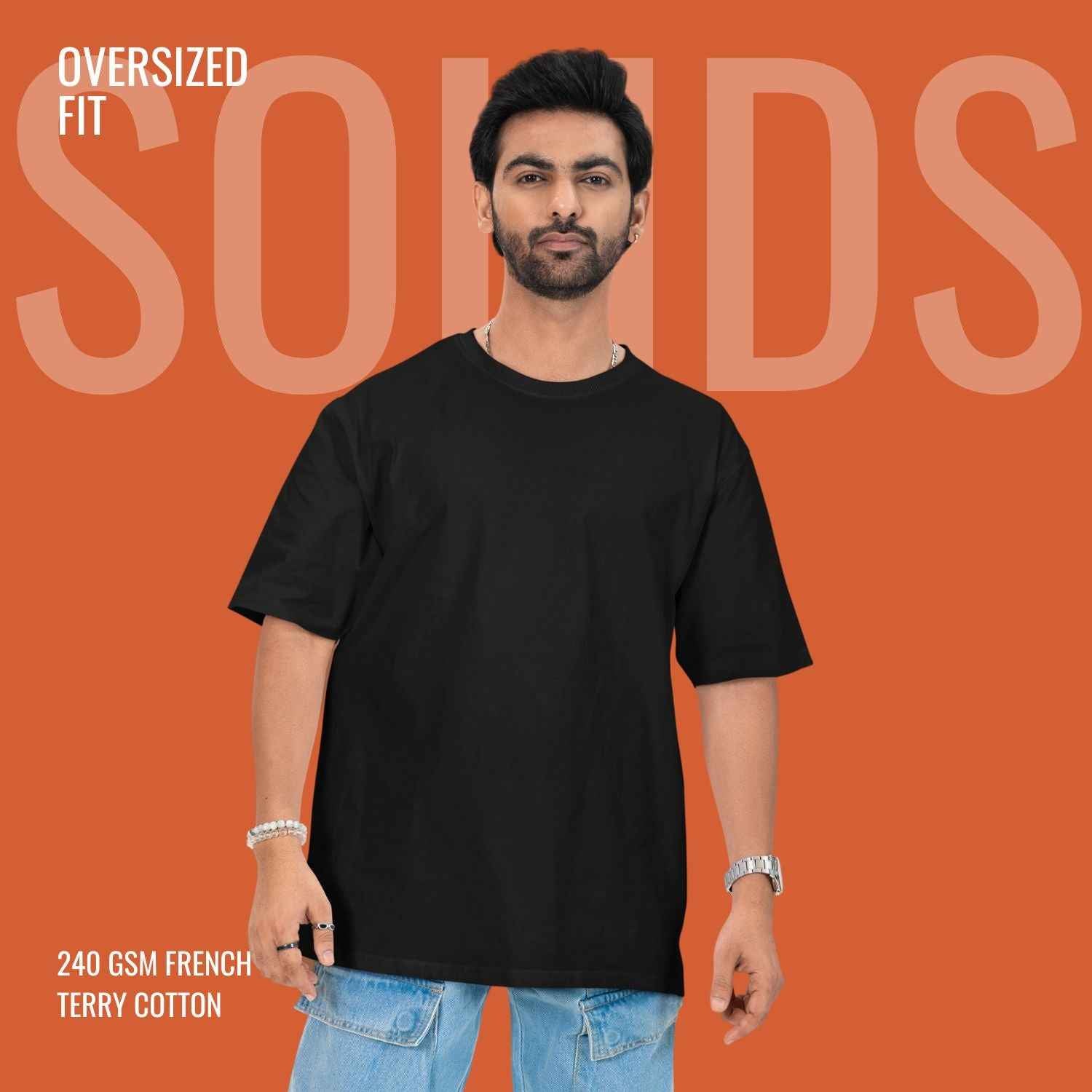 Black Oversized Solid T-Shirt