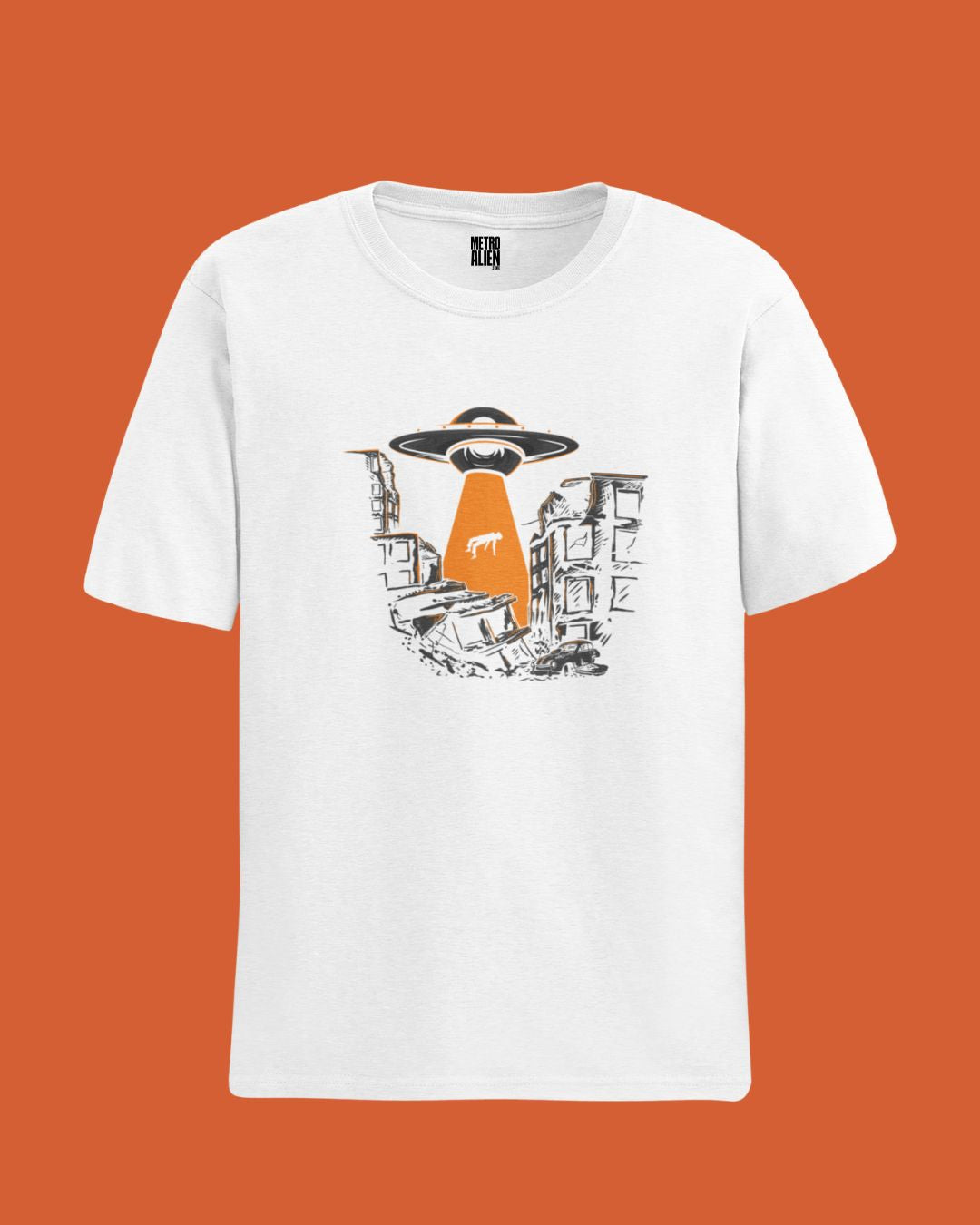 UFO Striking - White Graphic Printed Regular Sized T-Shirt