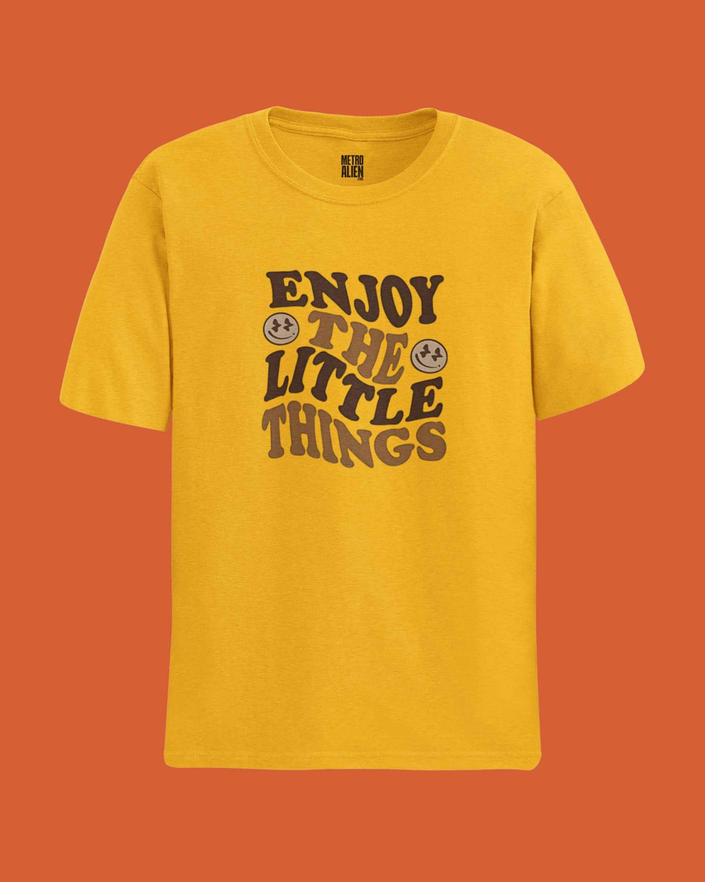 Enjoy The Little Things – Retro Yellow Graphic Tee