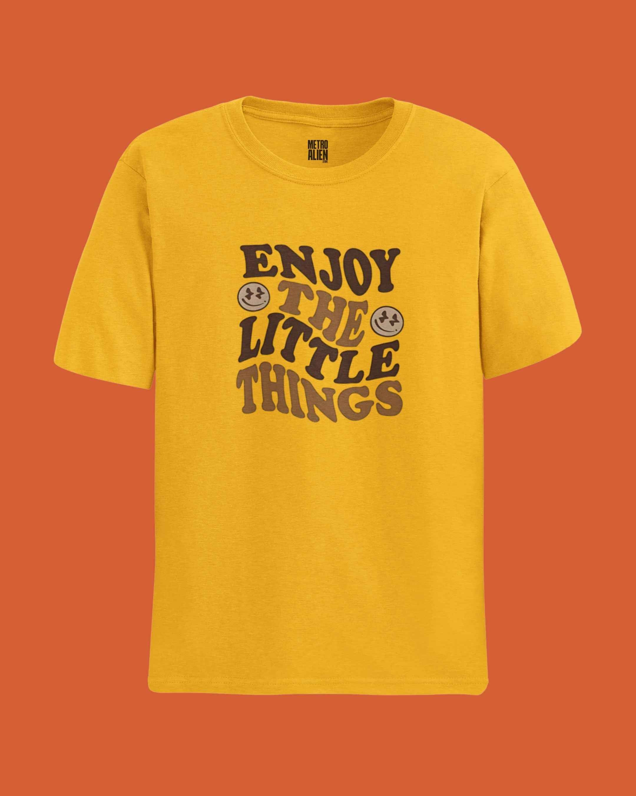 Enjoy The Little Things – Retro Yellow Graphic Tee