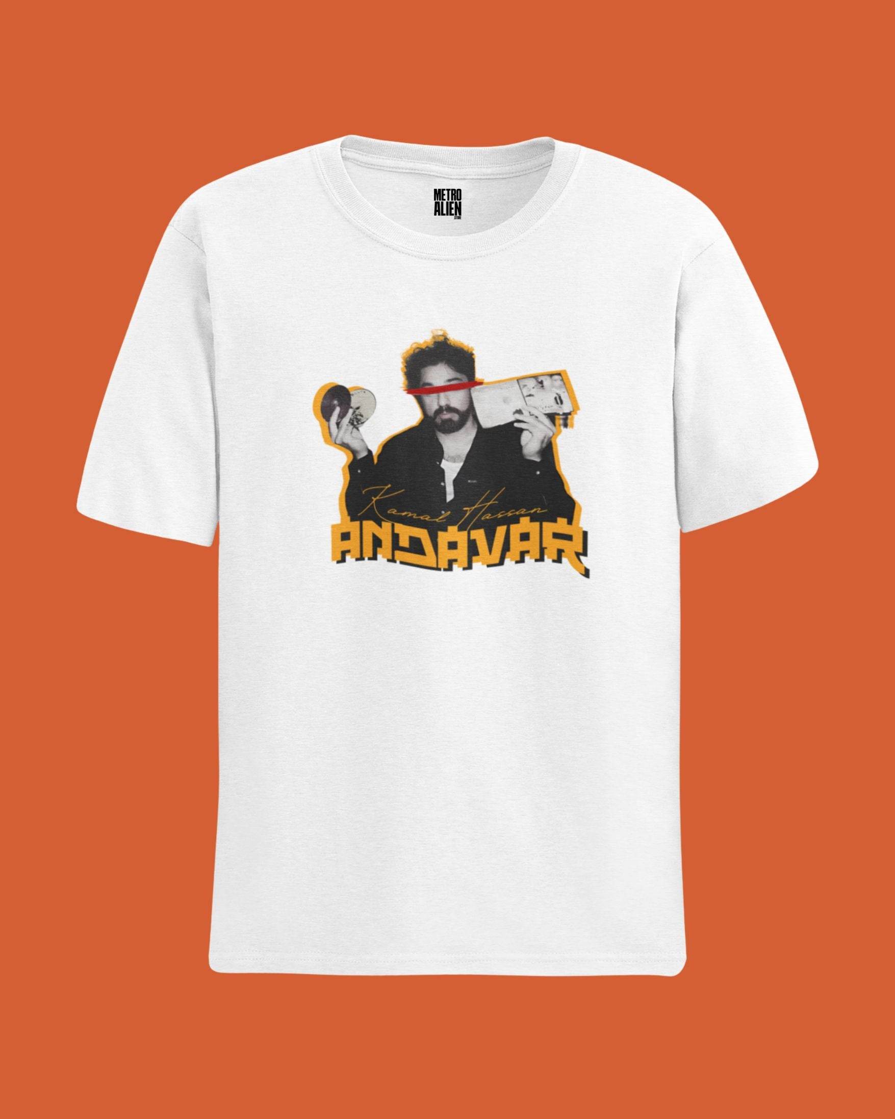 ANDAVAR Kamal Hassan! - White Graphic T-Shirt