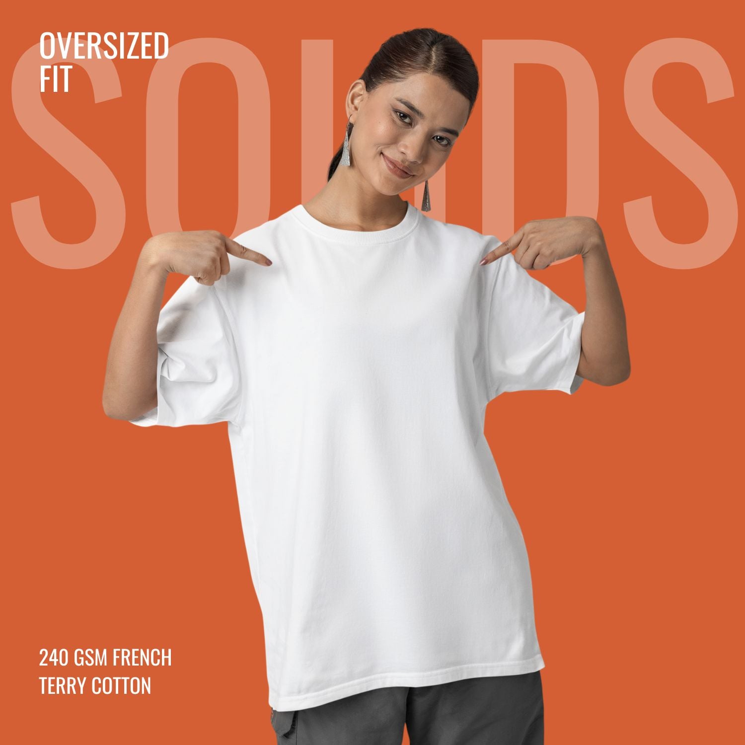 White Oversized Solid T-Shirt