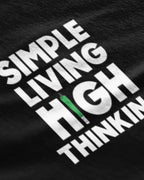 Simple Living High Thinking Graphic Tee Closeup - Metro Alien | Mindful Everyday Tee India
