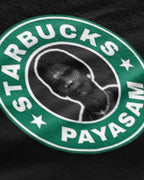 Starbucks Payasam Parody Graphic Tee Closeup - Metro Alien | Desi Humor Coffee Tee India