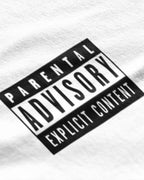 Parental Advisory Explicit Content Graphic Tee Closeup - Metro Alien | Bold Tee India