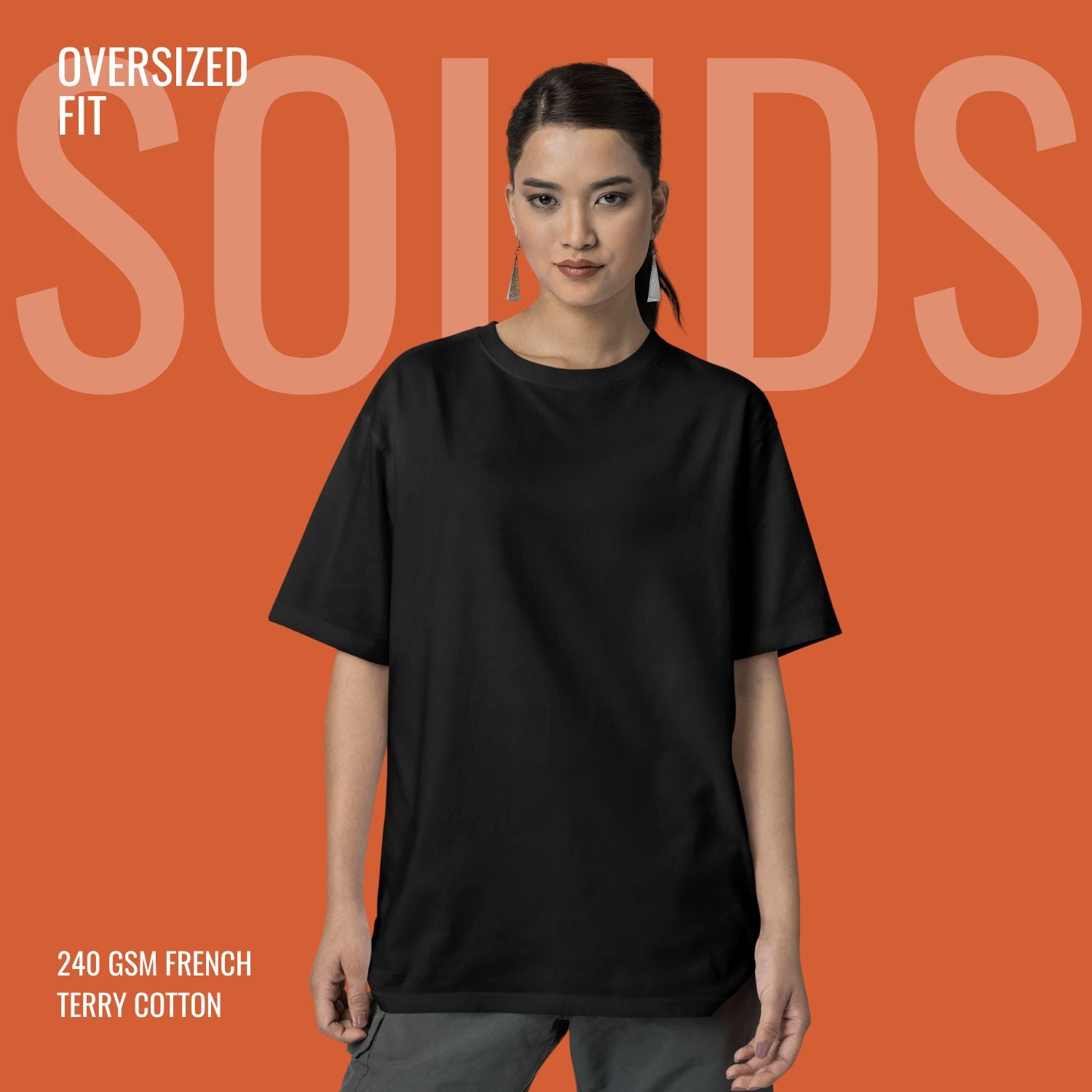 Black Oversized Solid T-Shirt