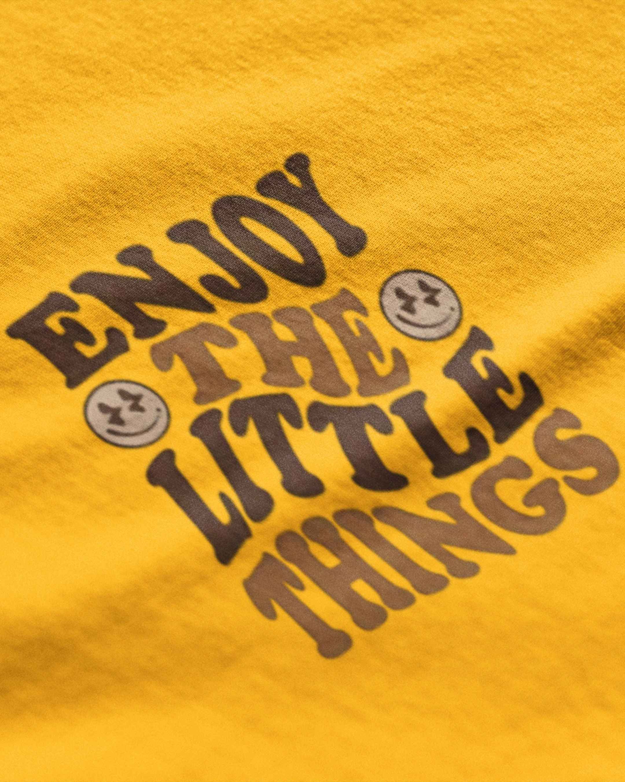 Enjoy The Little Things – Retro Yellow Graphic Tee