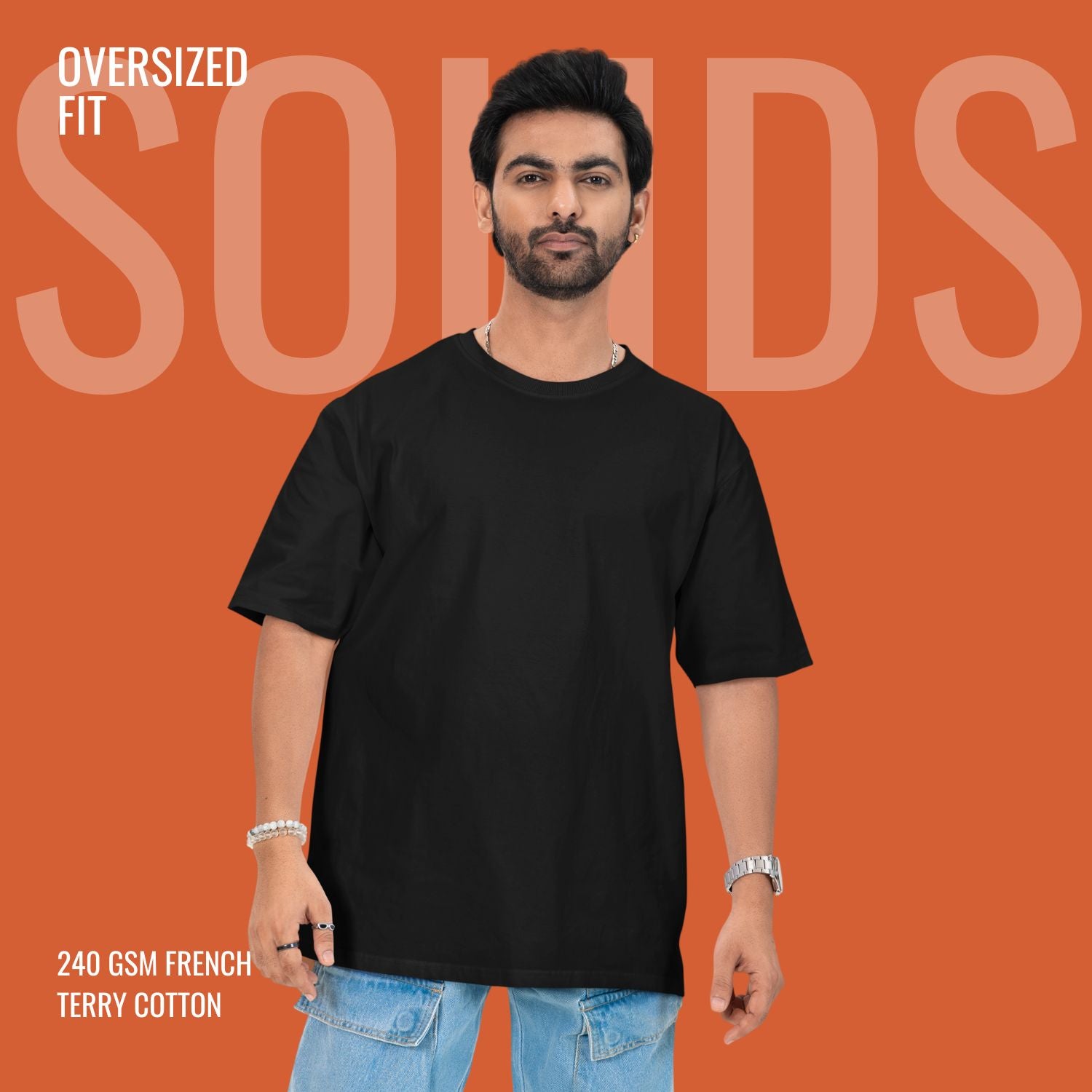 Black Oversized Solid T-Shirt