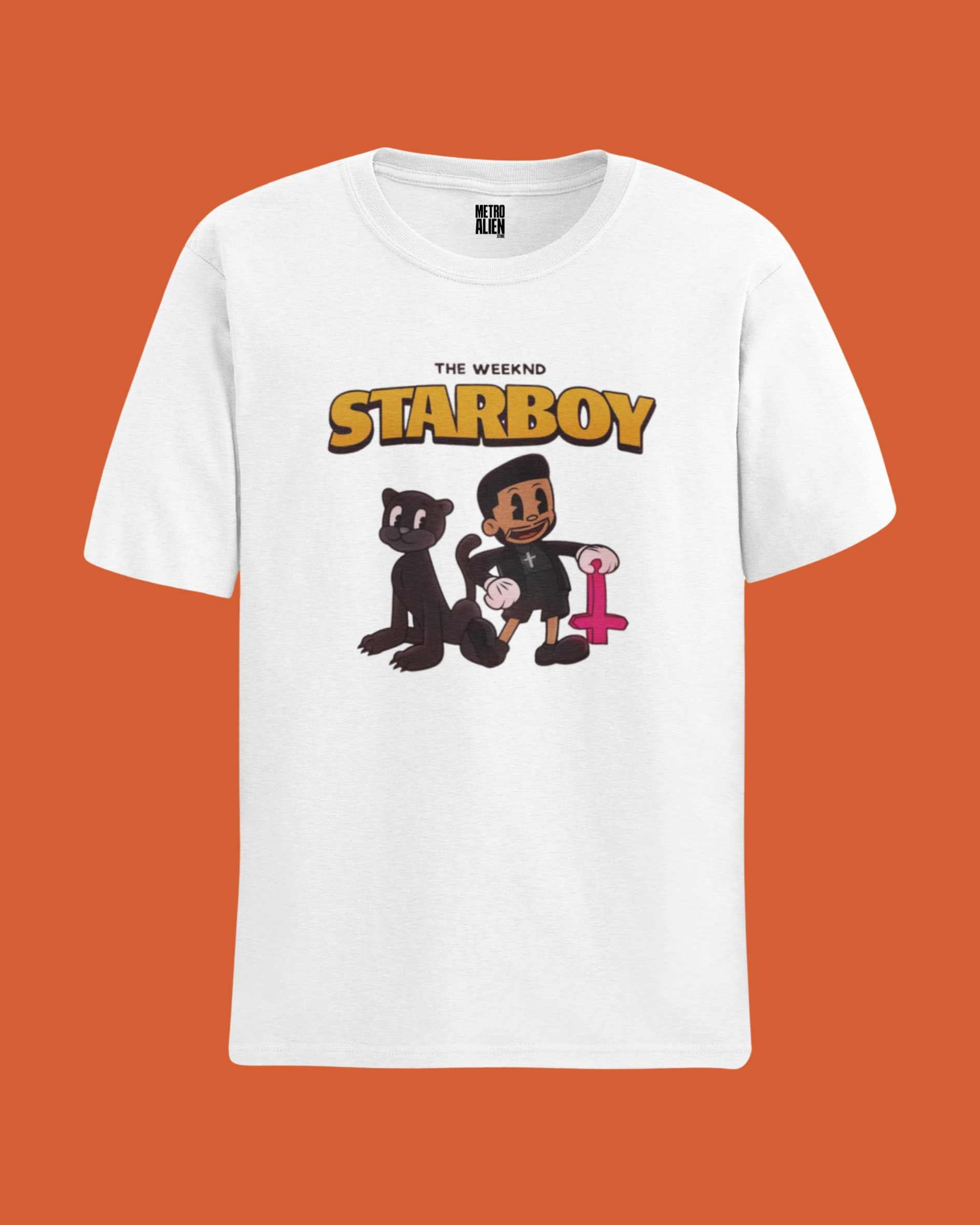 weeknd tshirt india white starboy tshirts