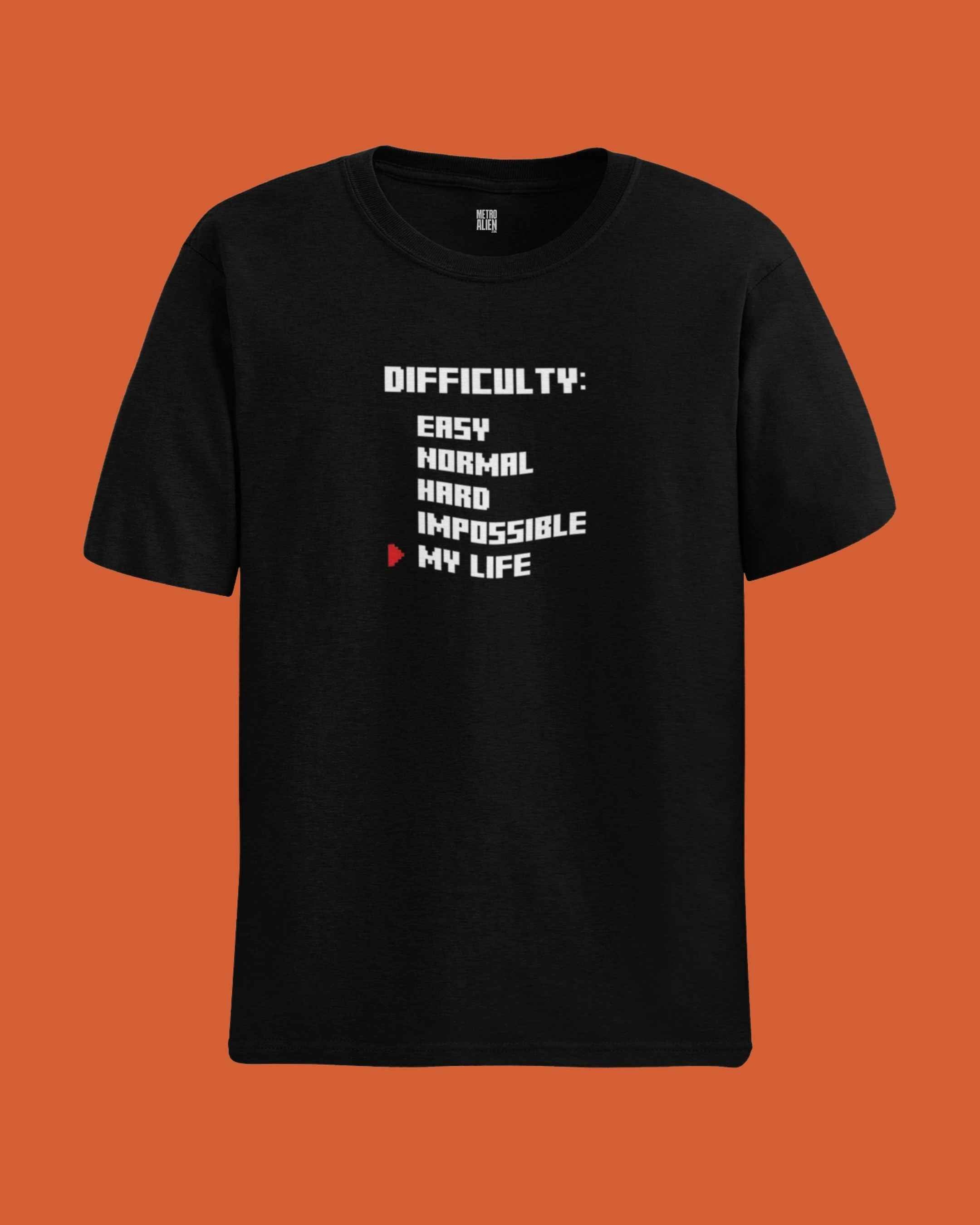 Difficulty: My Life – Gamer Black Graphic Tee