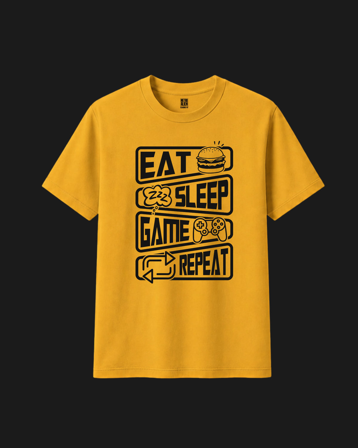 Eat Sleep Game Repeat Classic Fit  – Mustard Yellow