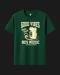 Classic fit cotton t-shirt with retro 80s cassette player and Good Vibes lettering print by Metro Alien