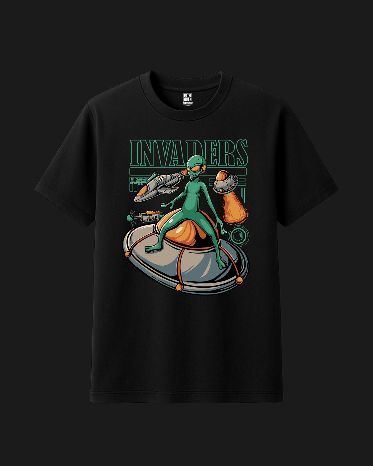 Invaders Alien Classic Fit T-Shirt – Black