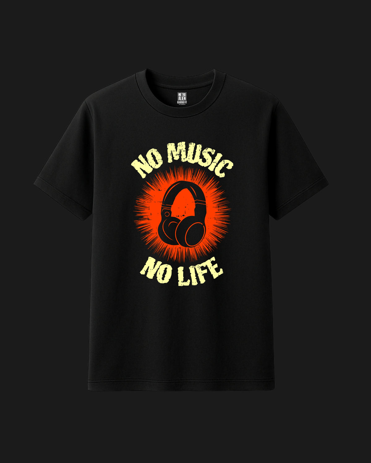 No Music No Life Classic Fit  – Black