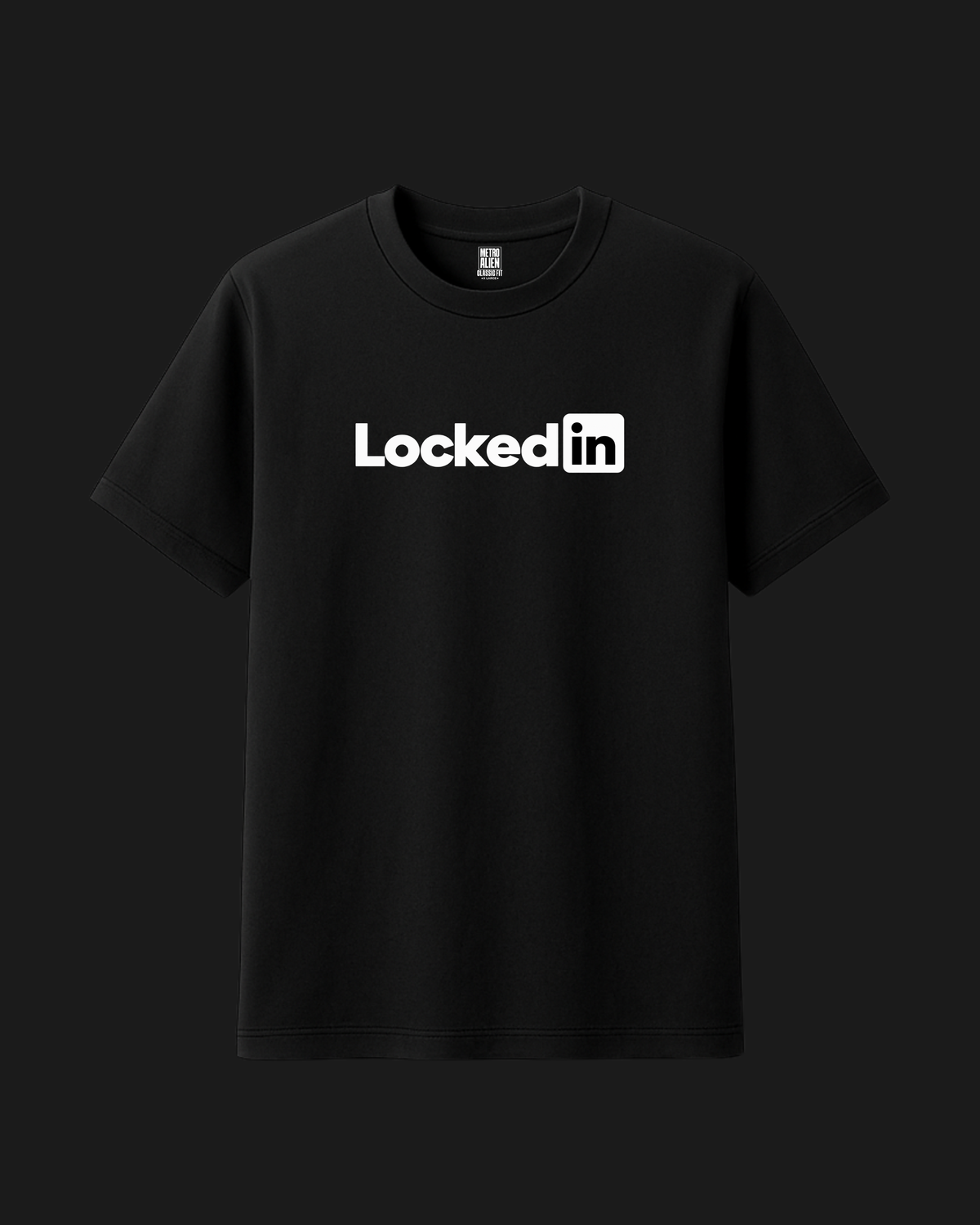 Locked In Minimal Graphic T-Shirt – Black