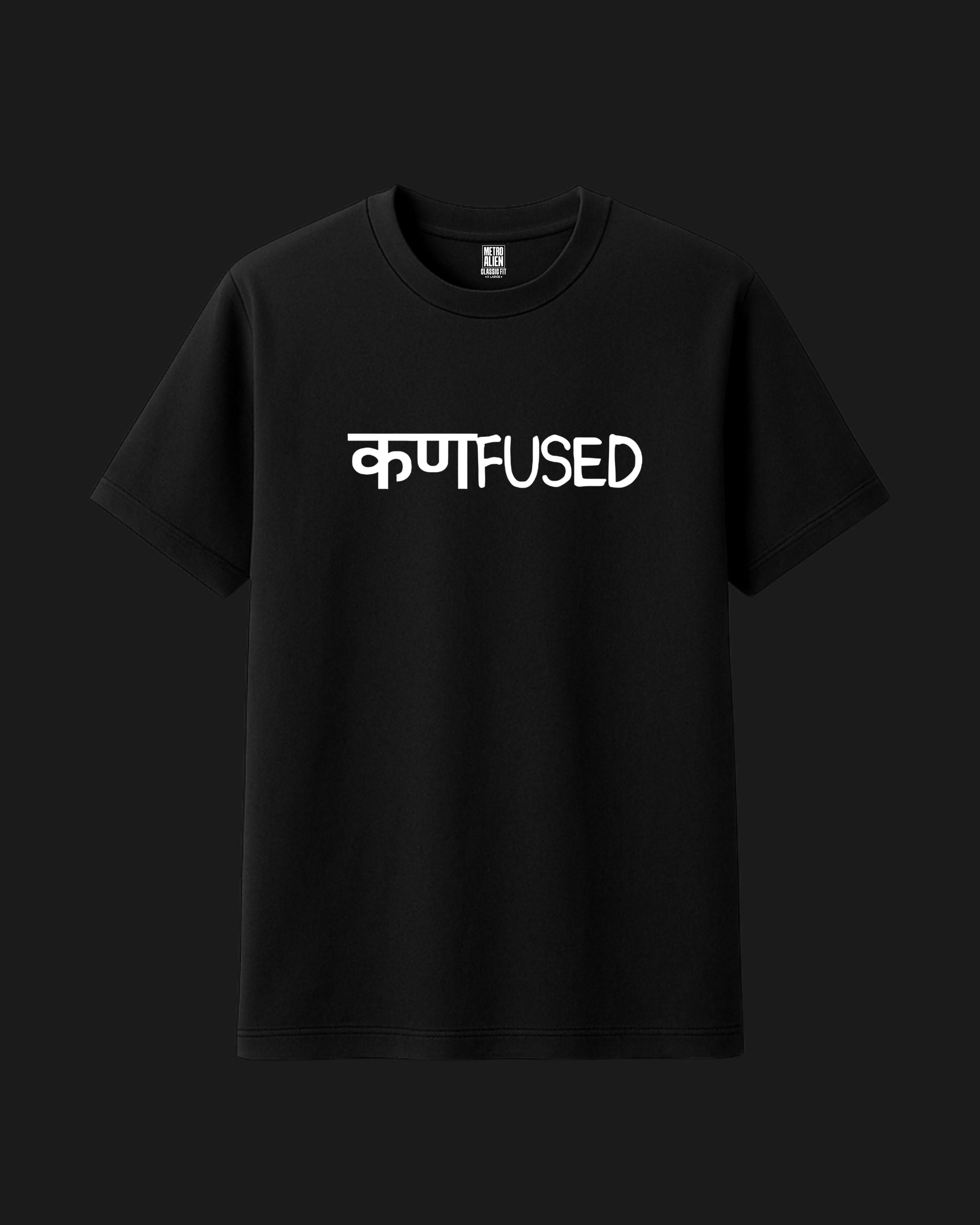 “कन्फused” Mixed Hindi-English Graphic T-Shirt - Classic Fit