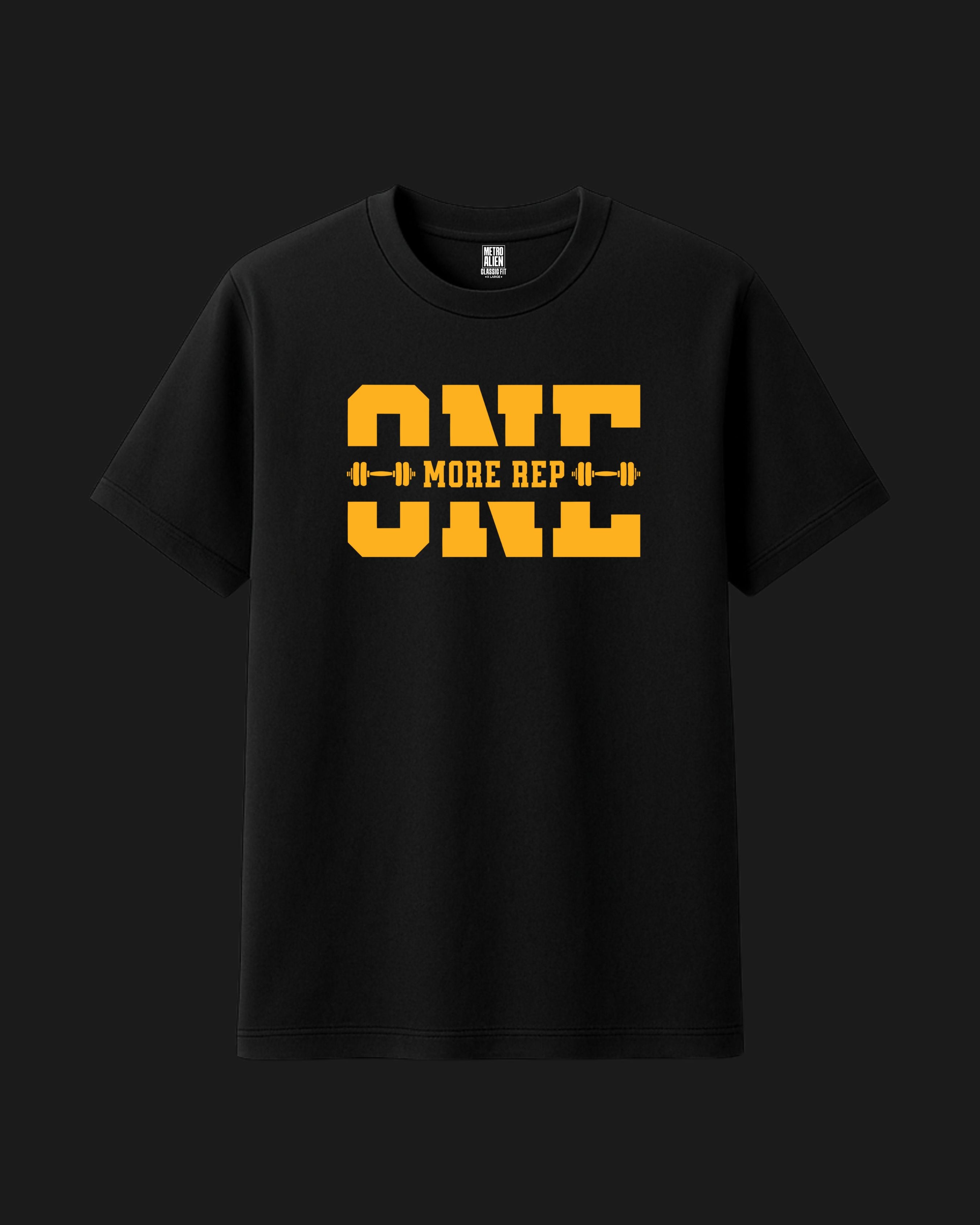 One More Rep – Classic Fit Black Gym Tee