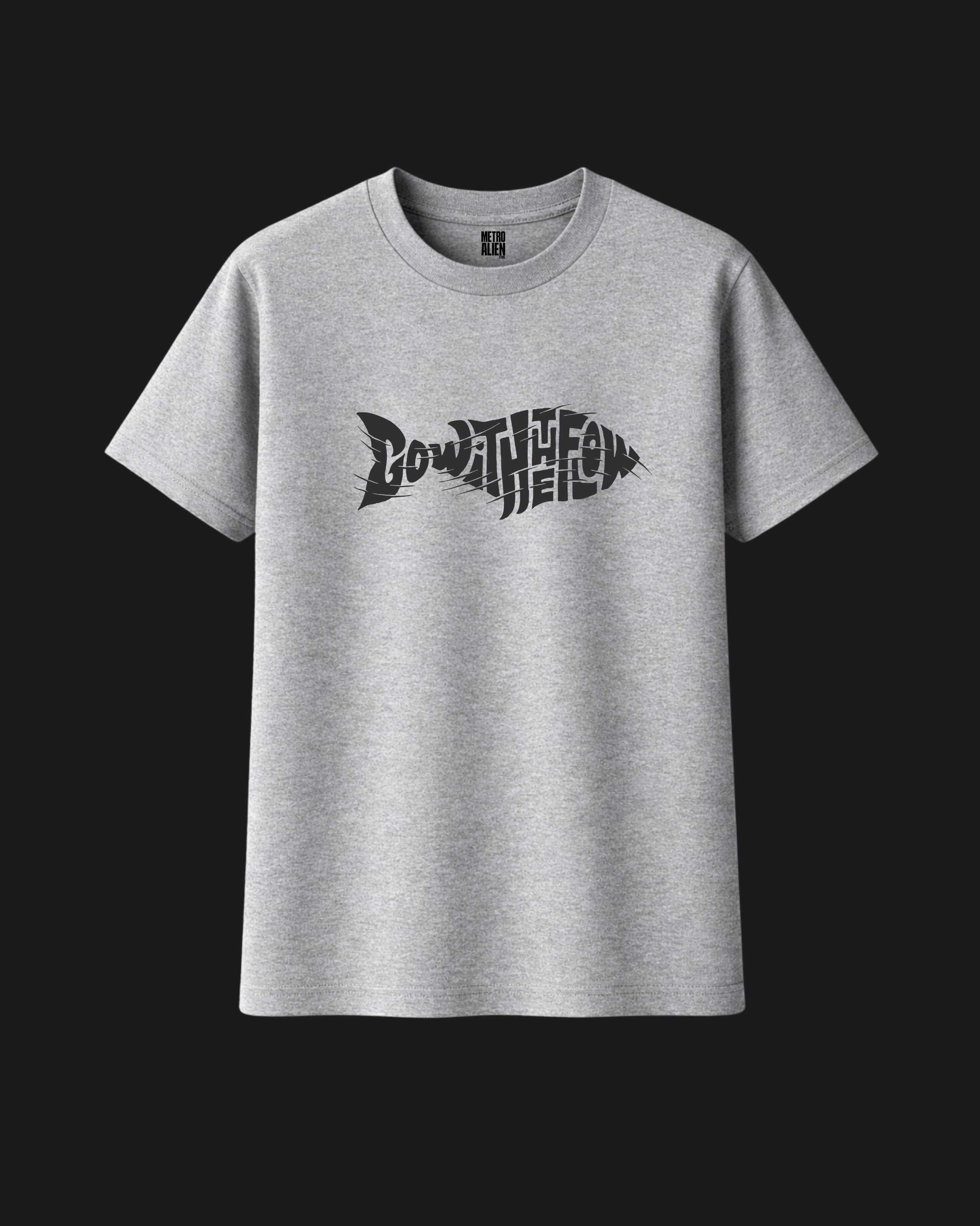 Go with the Flow - Grey Graphic T-Shirt