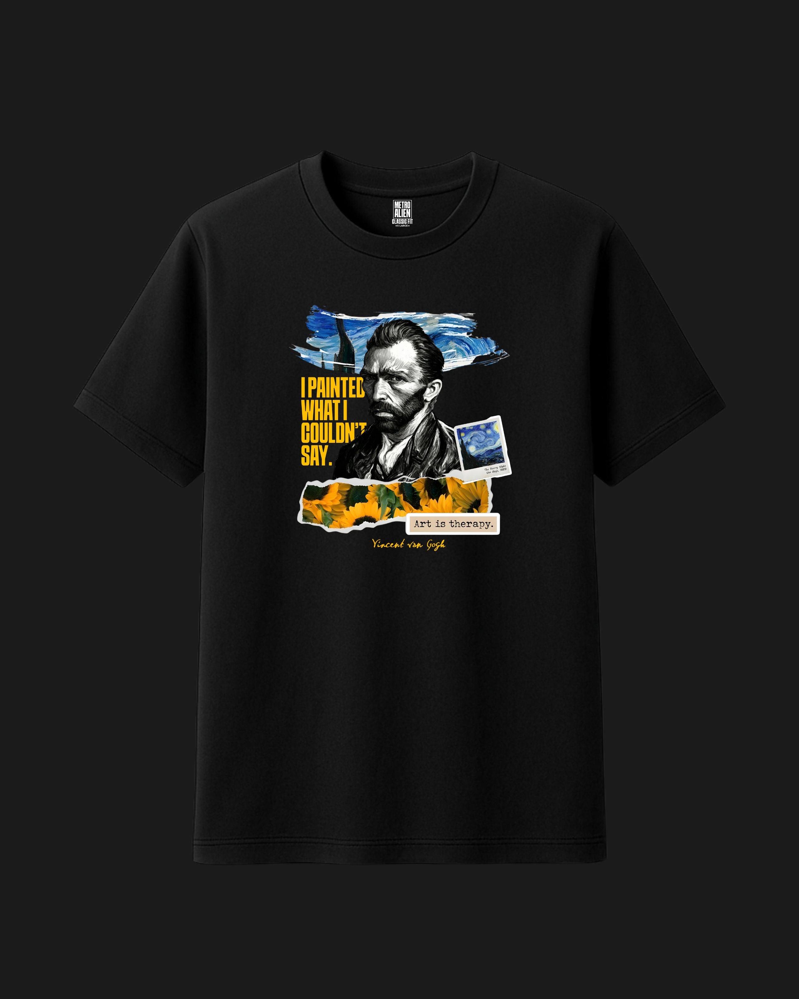 Vincent van Gogh Starry Night ' Art is Therapy ' - Graphic T-Shirt