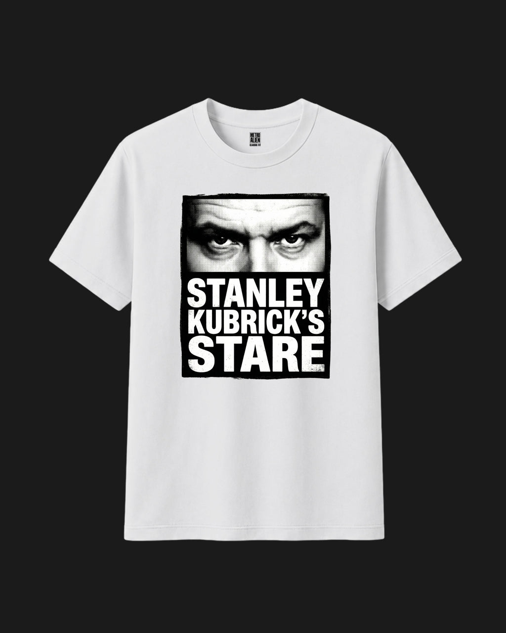 Stanley Kubrick's Stare - Metro Alien Classic T-Shirt | White Cinephile Graphic Tee India
