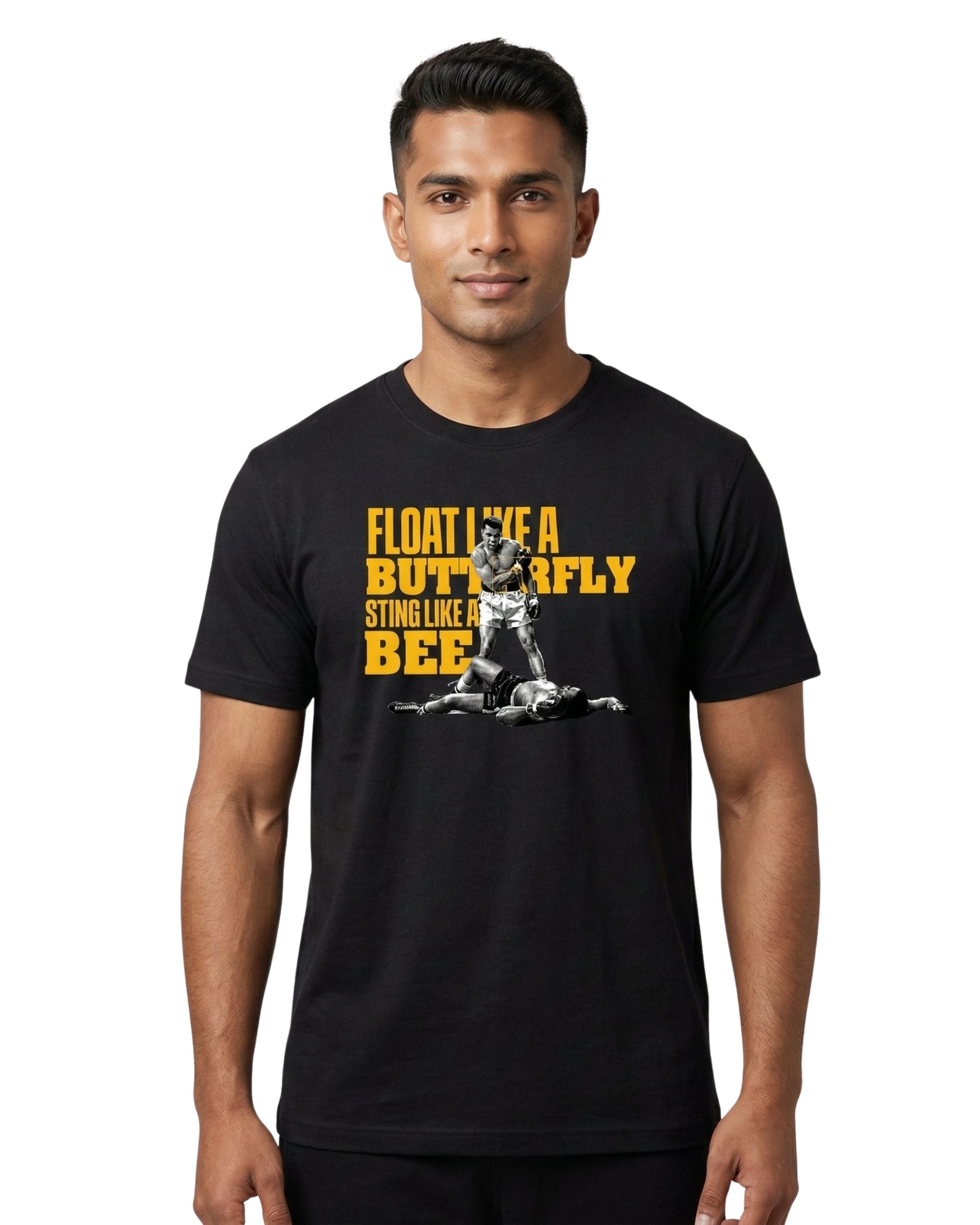 Muhammed Ali Float like a butterfly Black t-shirt, best graphic tshirt near me