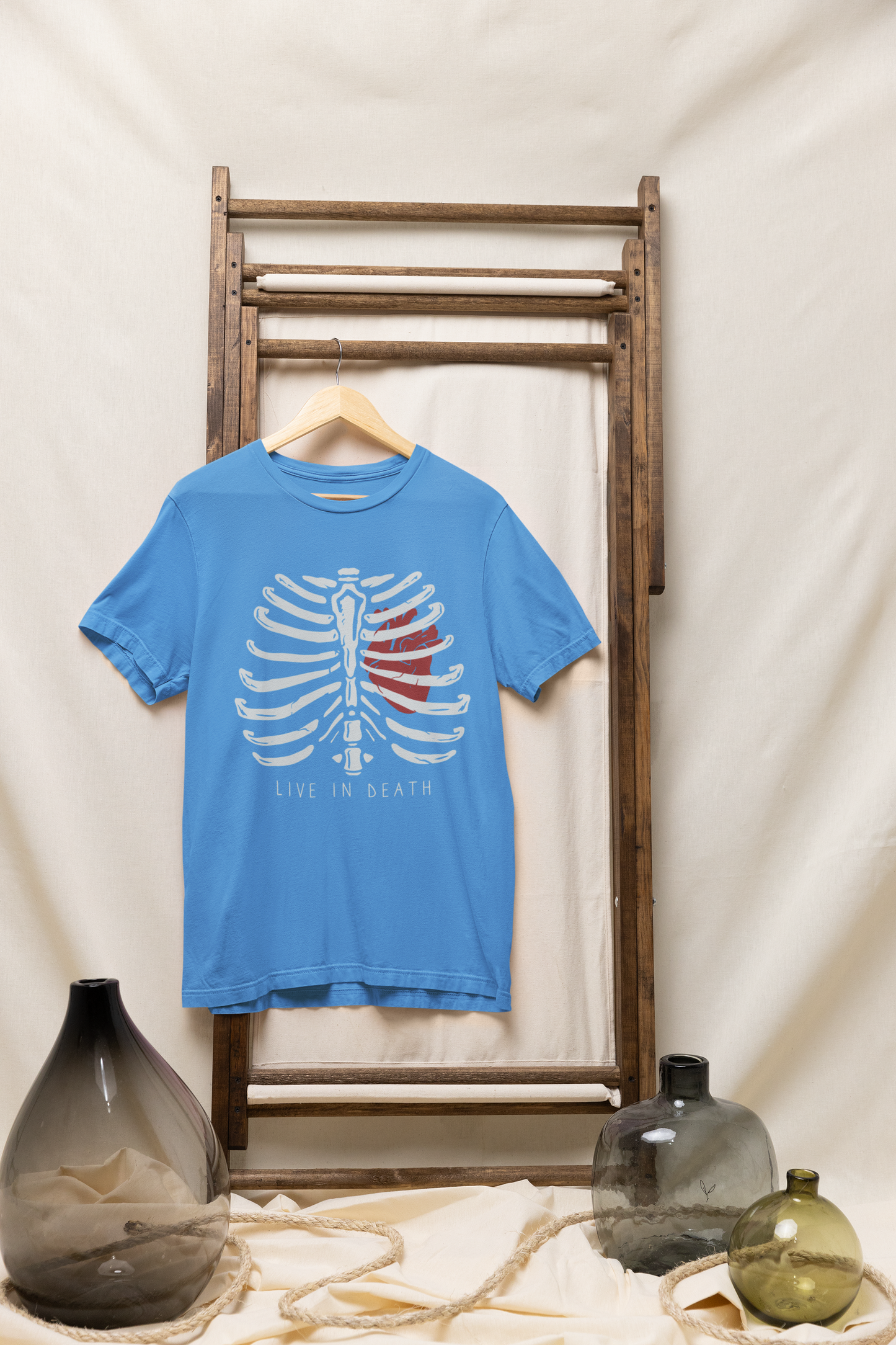 LIVE IN DEATH - Sky Blue Graphic T-Shirt