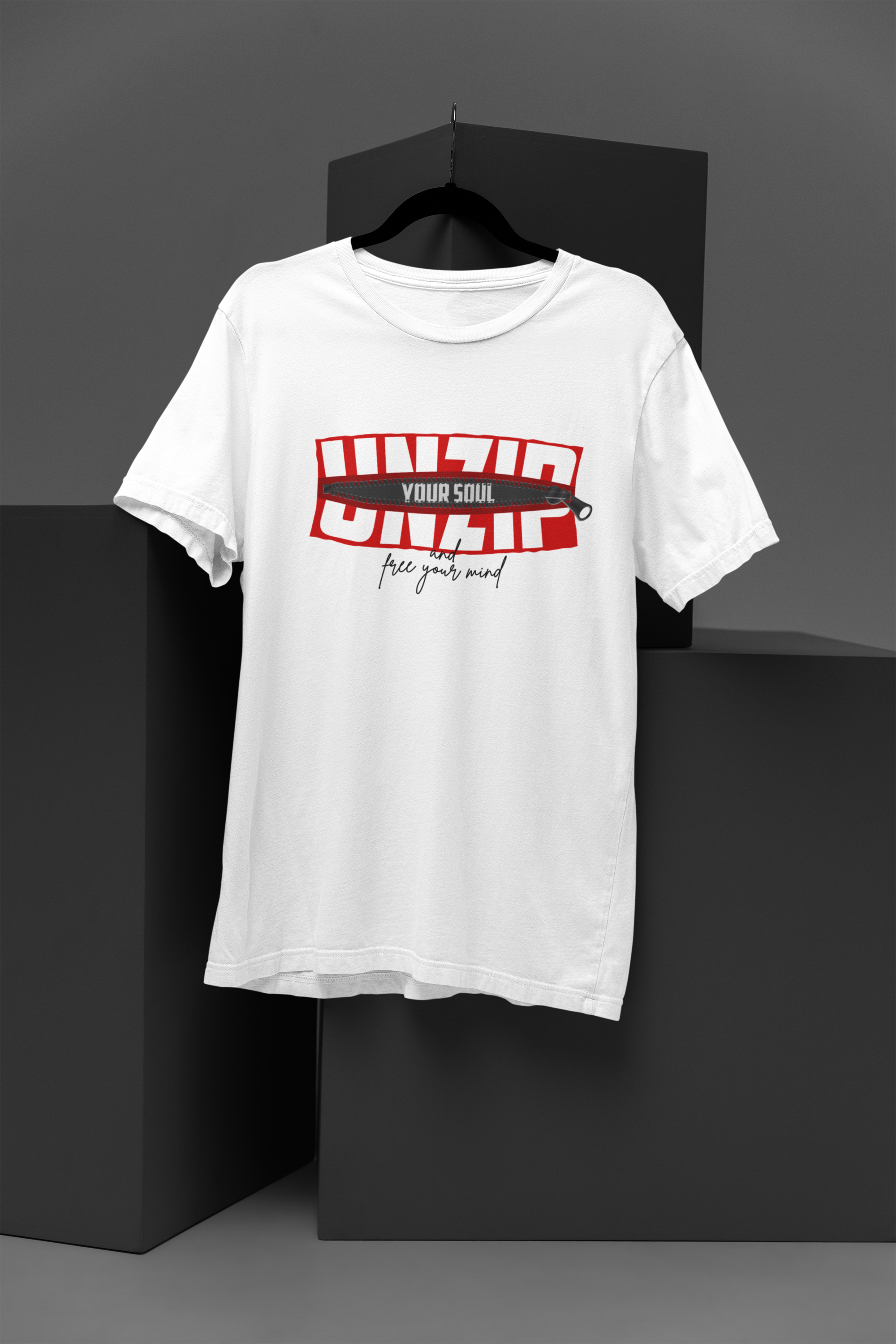 Unzip Your Soul - White Graphic T-Shirt