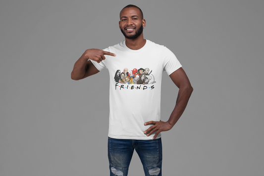 Horror Themed Friends - White Graphic T-Shirt