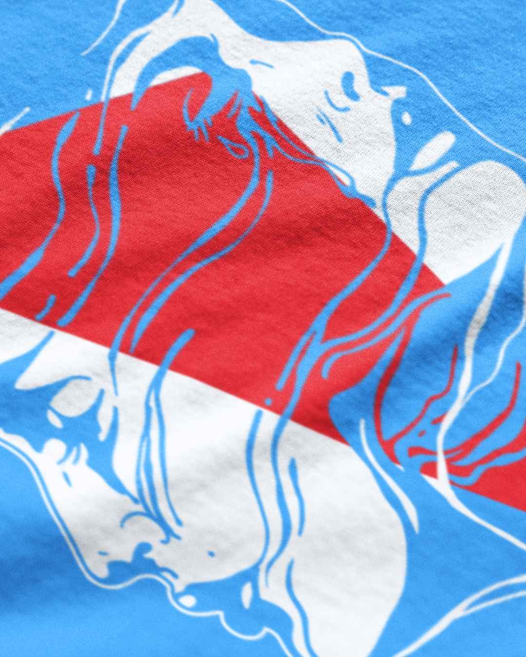 Sky blue graphic t-shirt featuring a colorful artistic design for a stylish look